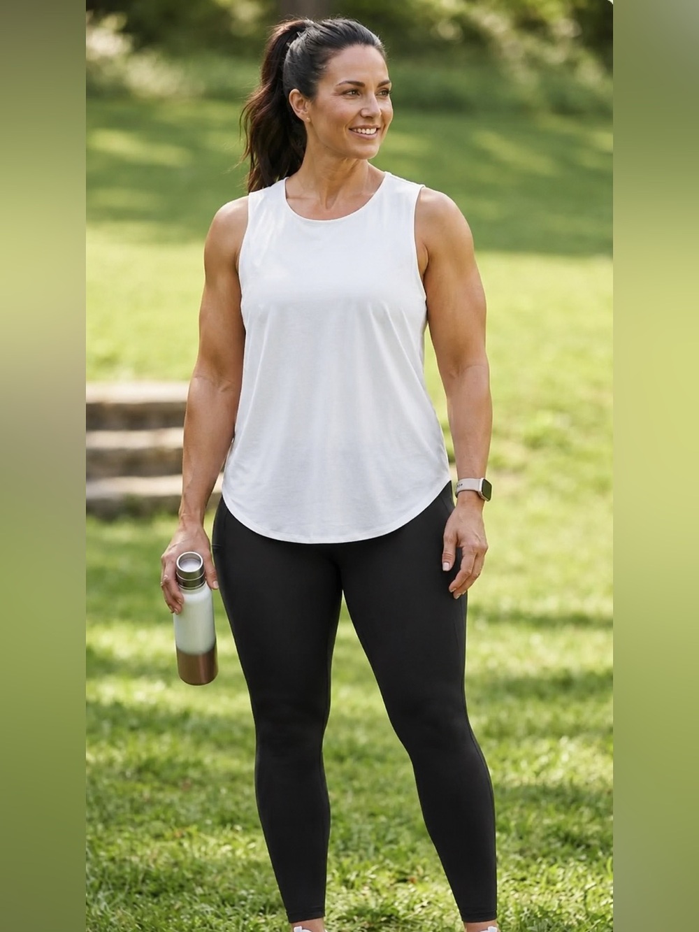 Athleta Zephyr Tank White Sleeveless SZ XL Athletic